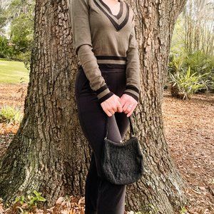 khaki/green & black forever 21 varsity long sleeve